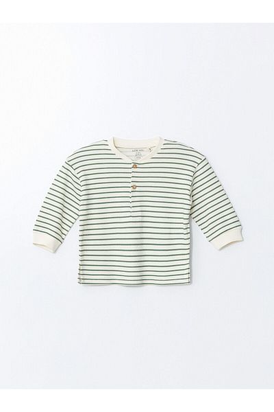 LC Waikiki Buttoned Striped Baby Boy T-Shirt