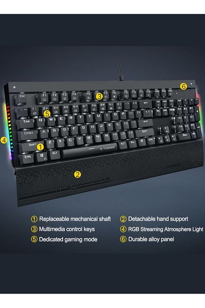 e-yooso Z-727 RGB Mechanical Gaming Keyboard Black-Blue Switch with RGB Gaimg Mouse set