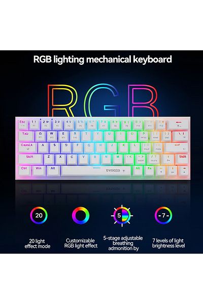 e-yooso Z-11 3 Modes Wireless Mechanical Keyboard, Blue Switch Bluetooth/2.4G/USB-C 60% Portable