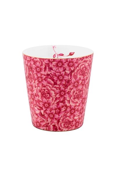 Pip Studio Porcelain mug, with multifunctional lid, Pip Studio, 230 ml, Dark Pink, Royal Stripes collection