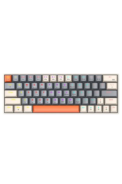 T-WOLF 2.4G Wireless Wired Gasket Gaming Keyboard,63 Keys Blue Switch Mechanical Keyboard