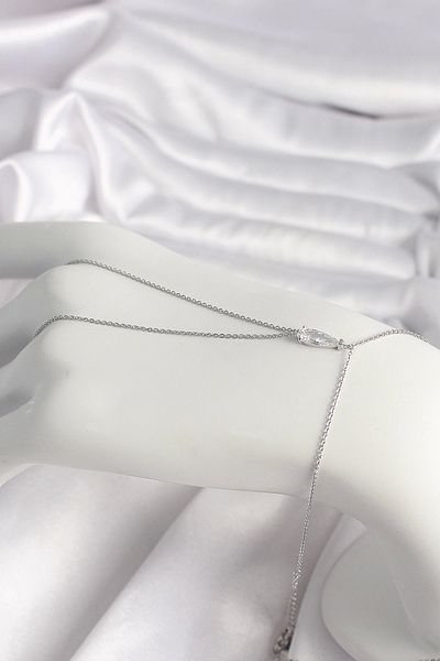 sivora Brass Silver Color Drop Zircon Stone Women's Şahmeran