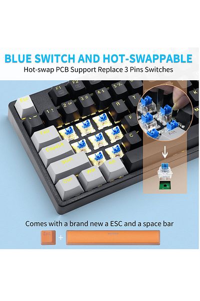 e-yooso Z-87 87 Keys Mechanical Keyboard, Blue Switch Gaming Keyboard Mini Compact