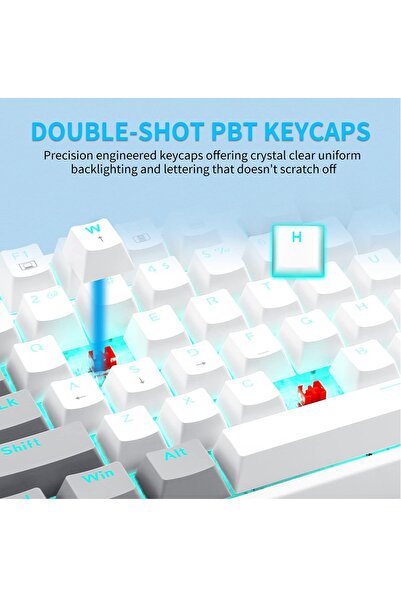 e-yooso لوحة مفاتيح ميكانيكية للألعاب Z-87 مزودة بـ 87 مفتاحًا مع مفاتيح باللونين الأزرق والأسود والأبيض والرمادي والأحمر