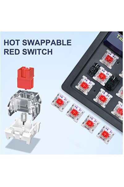 e-yooso لوحة مفاتيح الألعاب الميكانيكية Z-94، لوحة مفاتيح ألعاب بإضاءة خلفية RGB بمفتاح أحمر، 94 مفتاحًا