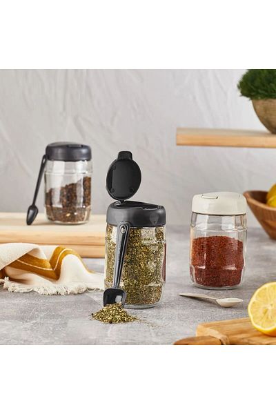 olux ideas C-00171 |   Prism Spice Rack with Spoon 370 Cc & Brown / 1 Piece