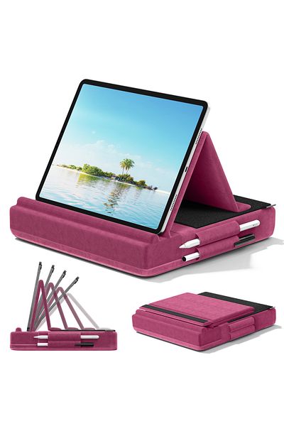Choice Purple KDD Upgraded Tablet Pillow Stand Multi-Angle Viewing Ipad Holder for Lap Bed and Desk Foldabl