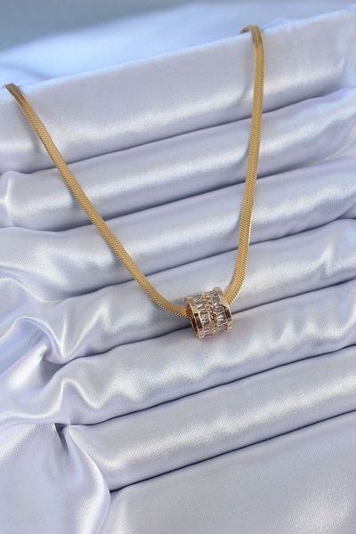 Clariss 316L Steel Gold Color Italian Chain Model Zircon Stone Women's Necklace