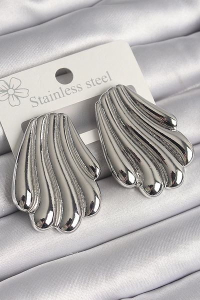 feifei Brass Silver Color Embroidered Oyster Model Women's Earrings