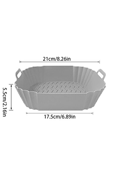 Choice وعاء بطانات سيليكون للمقلاة الهوائية رمادي اللون مقاس 21 سم، سلة للمقلاة الهوائية، أدوات طبخ، صينية خبز قابلة لإعادة الاستخدام غير لاصقة