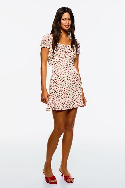 Bershka Printed waffle-knit mini dress