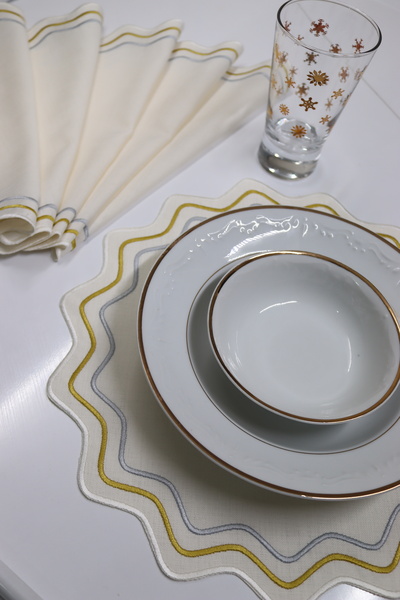 vipceyiz Ekruto zlato i srebro detaljno 6 komada Lan Podmetač