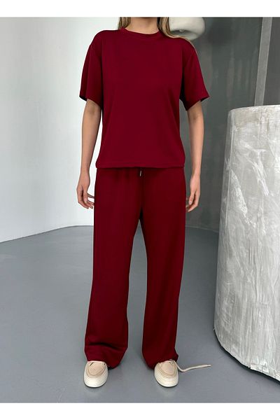 sportiness Soft Texture Cycling Collar Wide Leg Modal Fabric Tracksuit
