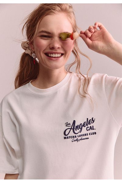 Stradivarius Oversize heavy cotton printed T-shirt