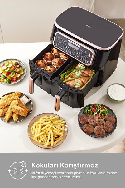 Karaca Air Pro Cook Duo Tandır XXXL 8 Litre Airfryer Fritöz Space Gray Black 8 Kişilik