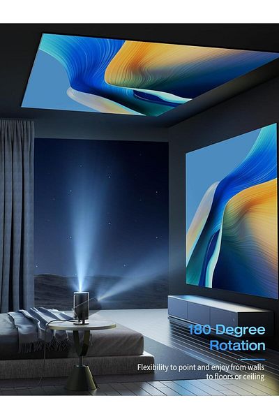 COOYA Mini Portable Projector, Projector 4K 1080P Full HD Support 8000 Lumens, 180°Rotatable Projector