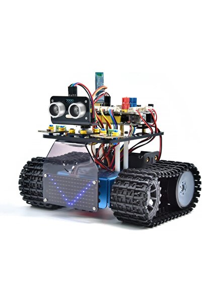Keyestudio Arduino Uyumlu Robot Tank Kiti, Scratch/Arduino ile Programlanabilir STEM Robotu, DIY Eğitim Seti"
