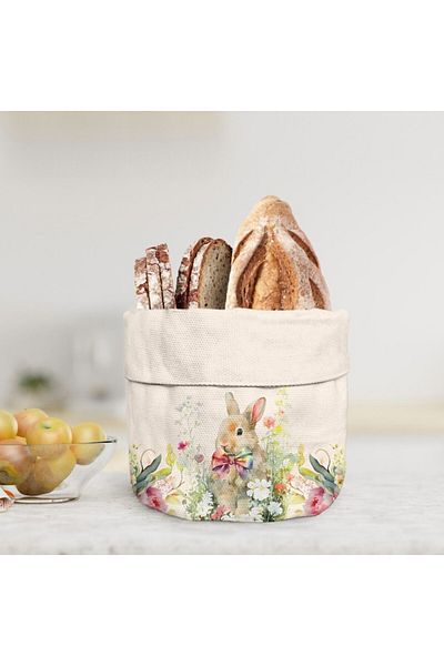 Club Cotton Easter bread basket 16x21cm made of cotton, Club Cotton, Vinca with bunnies