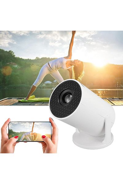 COOYA Smart Mini Projector with Bluetooth, 1080P Full HD Portable Projector 270° Adjustable, White