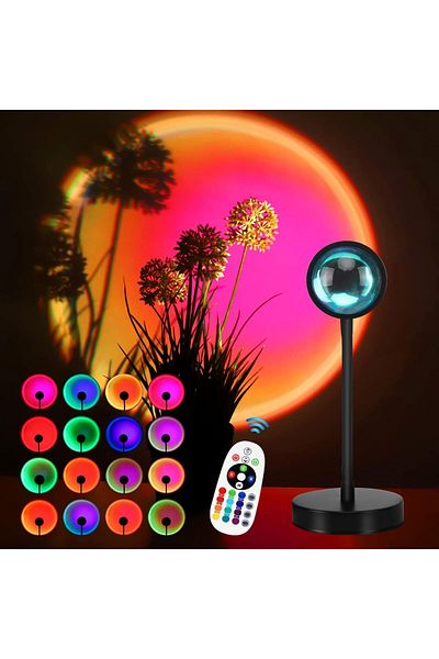 COOYA Sunset Lamp Projection, 16 Colors, with Remote Control, 360 Degree Rotation LED, with Fade Mode