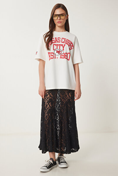 Lovelyİstanbul Rövidnadrág bélésű nyári hosszú csipkeszoknya FEKETE LCR0049