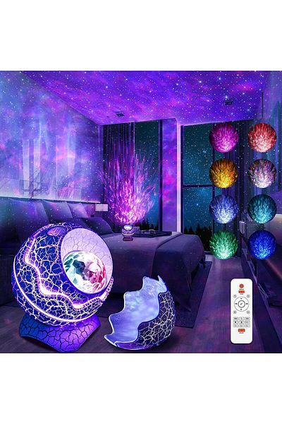 COOYA Dinosaur Egg Galaxy Projector, with Wireless Music Player, 14 Colors LED Night Lights, for Bedroom