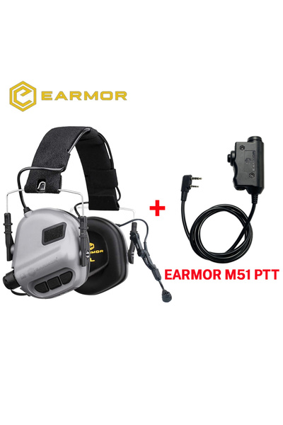 Choice رمادي مع سماعات رأس تكتيكية M51 Ptt Earmor M32 مضادة للضوضاء، سماعات ر...
