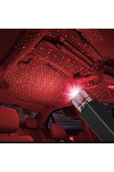 COOYA USB Star Projector, Car Roof Lights, Portable Adjustable, for Car, Ceiling, Bedroom (Red)