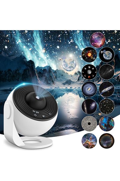 COOYA 12-in-1 Star Projector, 360° Rotating, with 12 Film Discs for Bedroom Ceiling