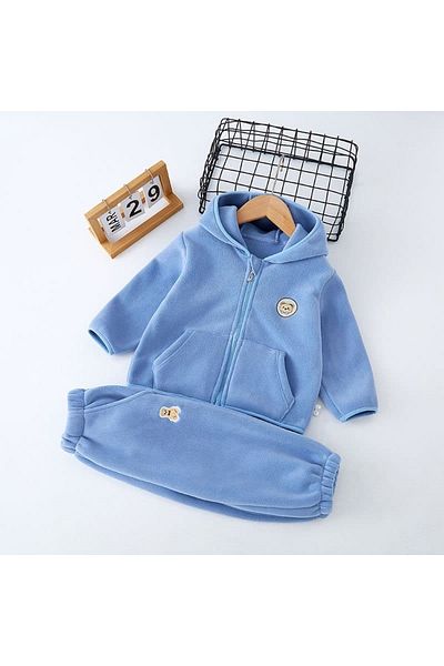 nannie Tiberiu Boys' Blue Fleece Set - 2-3 Years