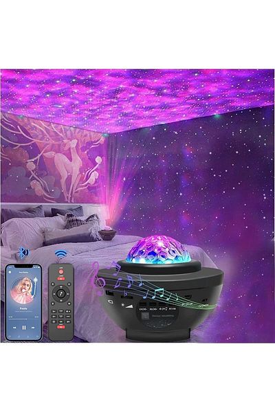 COOYA Galaxy Projector, 3 in 1 Bluetooth Night Light, 10 Color, with Timer Remote & Chargeable