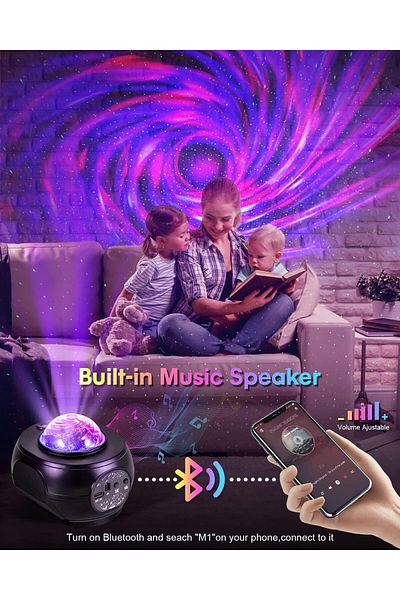 COOYA Star Projector, LED Night Light, White Noise, with Bluetooth Speaker, for Ceiling, Room Decor