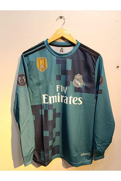 yenteks قميص Real.Madrid.Ronaldo Turquoise 2018 طويل الأكمام للبالغين