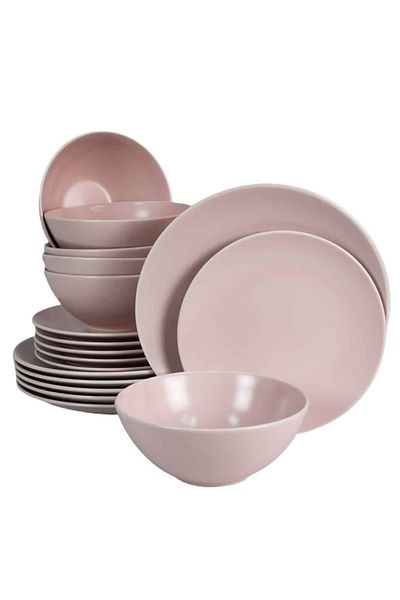 Cesiro 18-piece plate set, for 6 people, Milkshake, Cesiro, Light Pink Matte