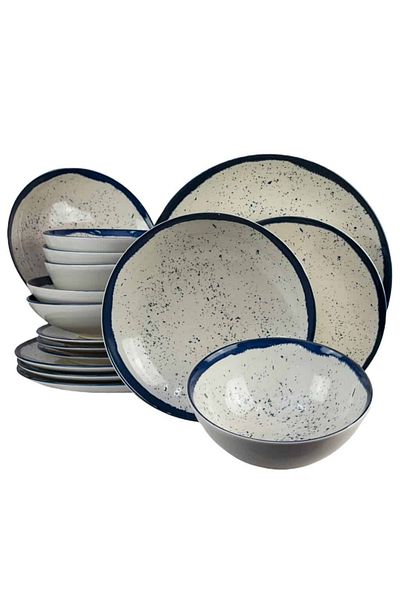 Cesiro 16-piece plate set, for 4 people, Anchor, Cesiro, Ivory White with Blue