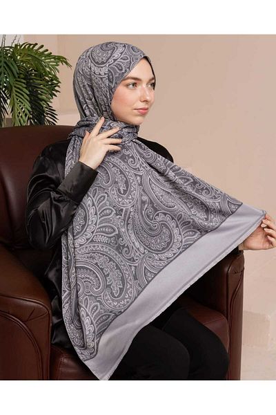 aldyoo Gray Double Face Viscose Shawl Ethnic Pattern
