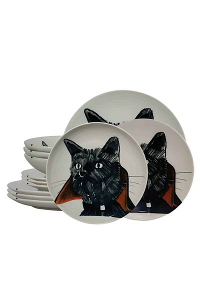 Cesiro 12-piece plate set, for 4 people, Dracula Cat, Cesiro, Ivoire with the Cat