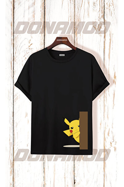 donamod Pikachu Pikaçu  Pokemon Maske Çizgi Film Sarı Tasarımlı Hediye Arkadaş Tişört T shirt