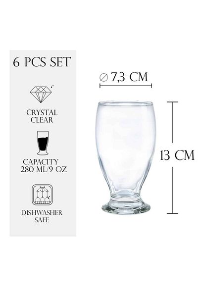Cesiro Set of 6 small glass stemmed glasses, 280 ml, Cesiro