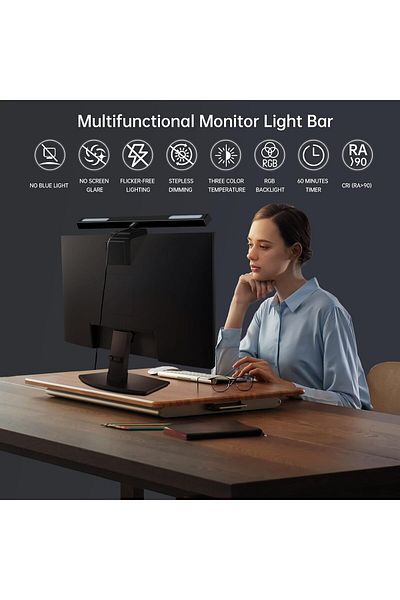 COOYA Computer Monitor Lamp, Monitor Light Bar with RGB Backlight, with Touch Control and USB Powered