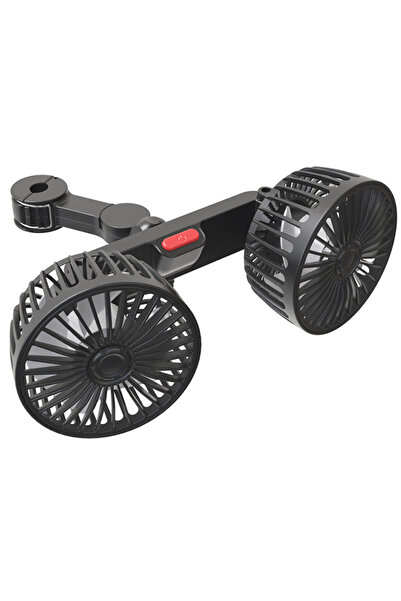 sharpdo مروحة سيارة بثلاث سرعات قابلة للتعديل بزاوية 360 درجة بمنفذ USB في الصف الخلفي ومروحة مزدوجة الرأس بقوة 10 وات