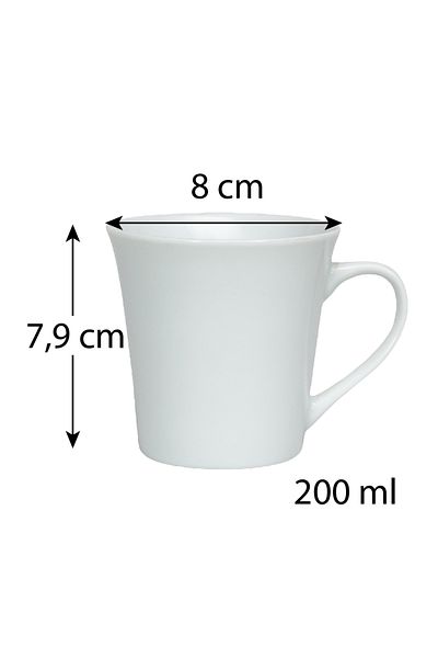 Cesiro Set of 6 bell-shaped mugs, Glossy White, 200 ml