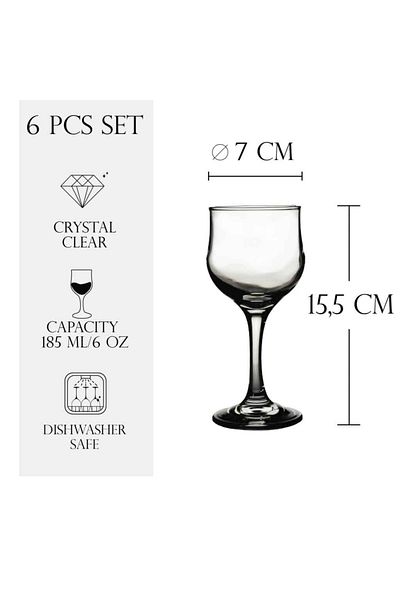 Cesiro Set of 6 185 ml glass wine glasses, Cesiro