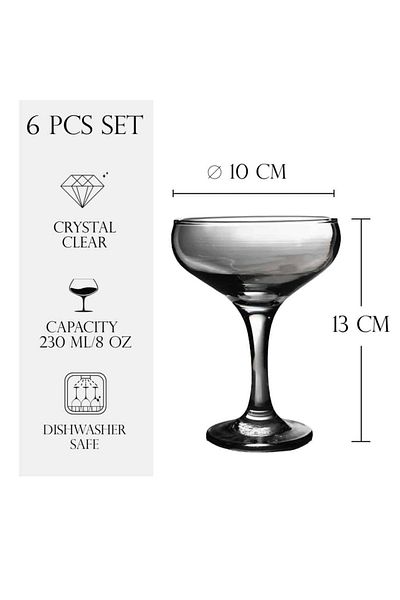 Cesiro Set of 6 220 ml glasses with glass stem, Cesiro