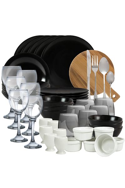 Cesiro Complete kitchen set 73 pieces, Matte Black