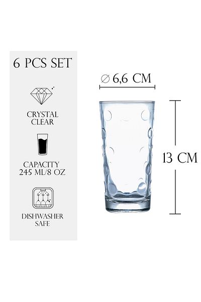 Cesiro Set of 6 water glasses, Pop, 245 ml, Transparent