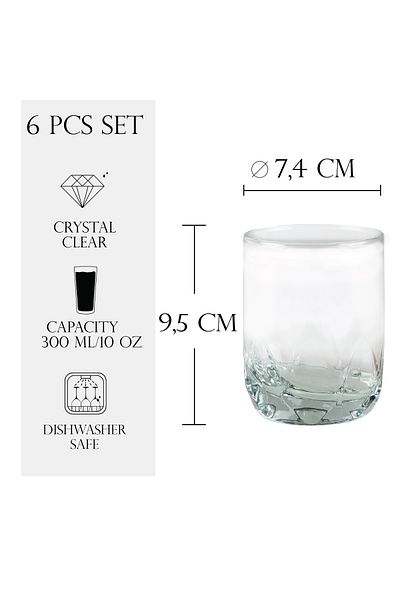 Cesiro Set of 6 300 ml glass glasses, Cesiro
