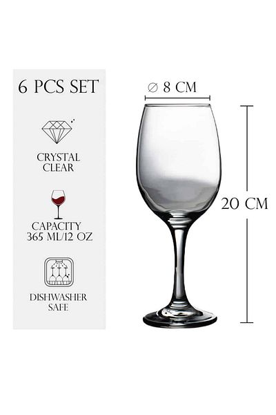 Cesiro Set of 6 glass stemmed glasses, 365 ml, Cesiro