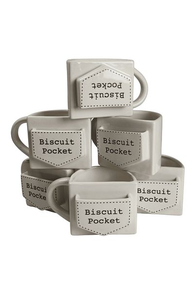 Cesiro Set of 6 mugs with cookie pocket, 420 ml, White with message