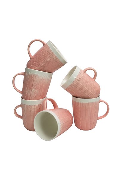 Cesiro Set 6 cani model crosetat Alb si Roz, 320 ml
